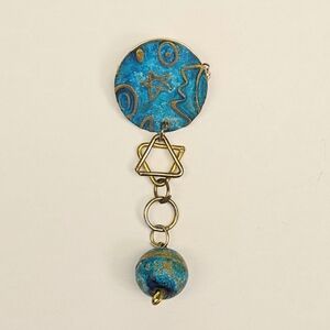 Artistic Blue and Gold Tone Brooch